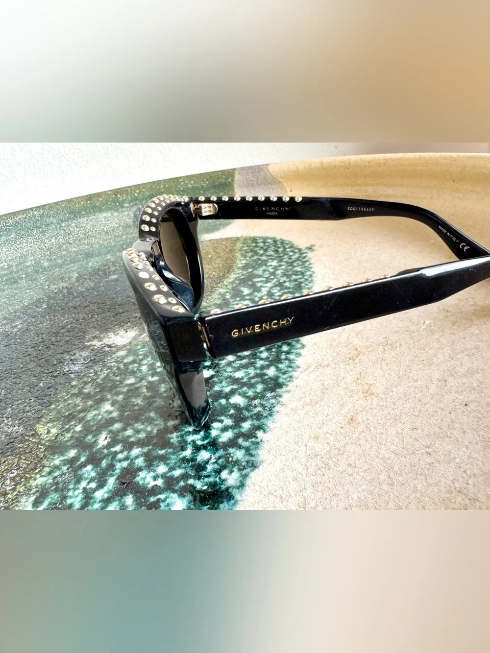 Givenchy Black Sunglasses with Gold Stud Accents